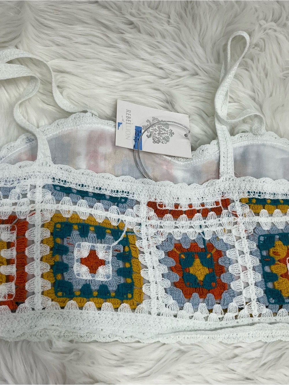 Rebellion Crochet 2-Piece Set | Granny Square Crop Top (M) & Lined Shorts (S) - Picture 7 of 9